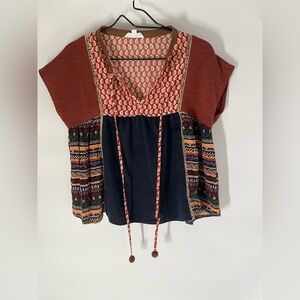 THML Red and Black Patterned Blouse